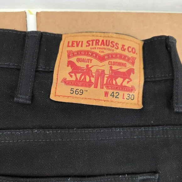 Levi's Men's BlackBlue 569 Loose Straight Jeans Zip Cotton Blend Size 42x30